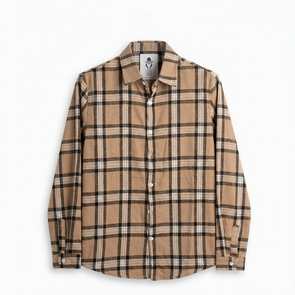 Camicia a quadri in caldo cotone colore tabacco